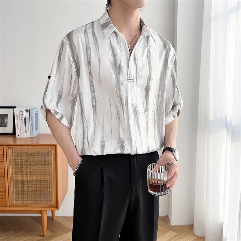 B353CS366P55M-3XL聚酯纤维100夏新款2025冰丝衬衫直播款白,男装衬衫,电商B353