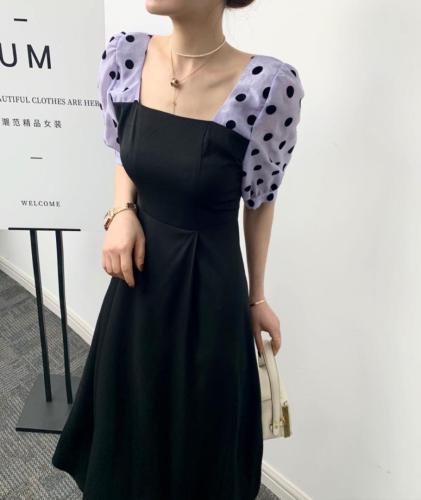 夏款袖口拼色连衣裙,女装连衣裙,U·M