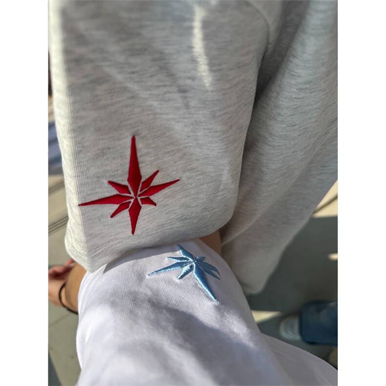 网图有货花体北极星贴布刺绣短袖t恤男女美式宽松上衣A1302-P28,男装T恤,星座1505