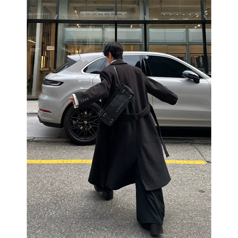 现货~2025新款垫肩毛呢大衣过膝长款收腰风衣外套Y976-P125,男装风衣,星座1004-3