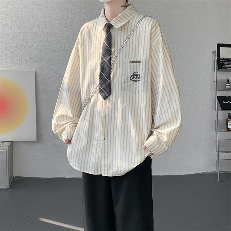 现货CS1163-特P53新款百搭条纹大码男衬衫,男装衬衫,电商A059