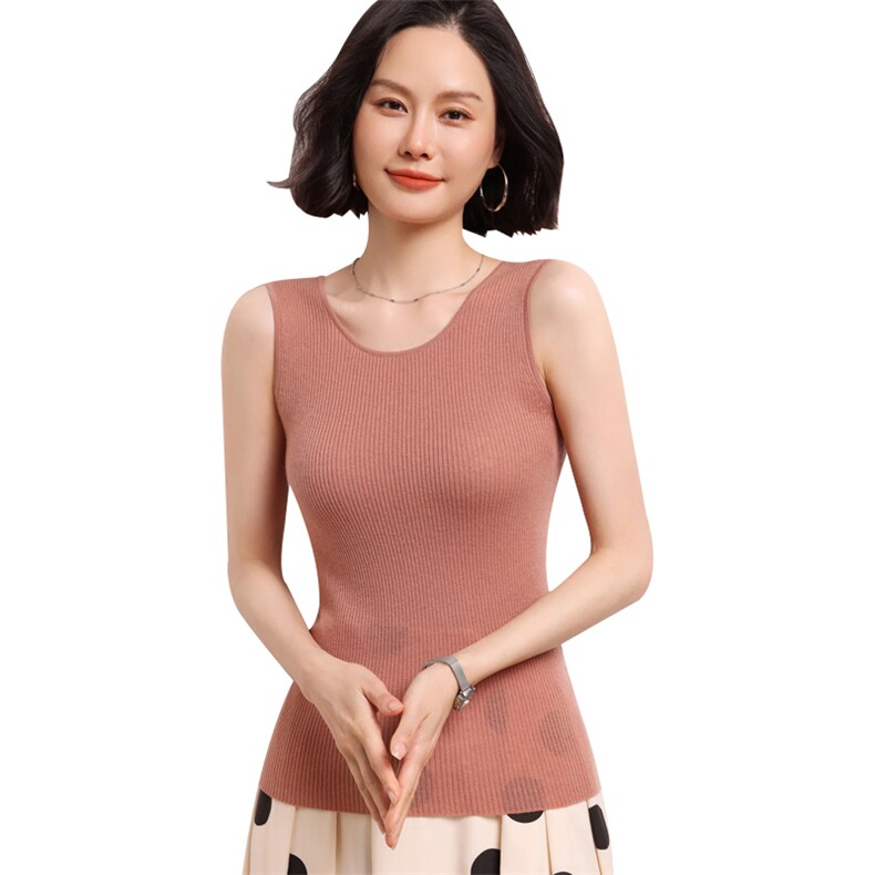 女士精纺吊带秋冬新款洋气时尚百搭显瘦内搭打底吊带,女装背心吊带,艾巧羊绒