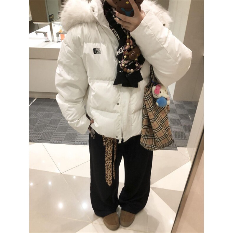 1506-1/M78411/P86潮流时尚潮流白色毛领连帽加厚棉服图片