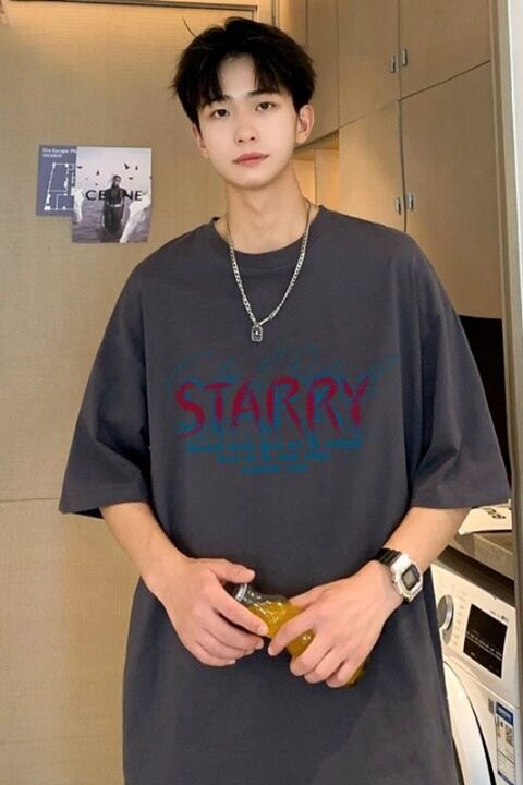 青少年港风潮牌高街宽松设计感hiphop五分袖潮牌ins港风,男装T恤,星座218-1（原230）