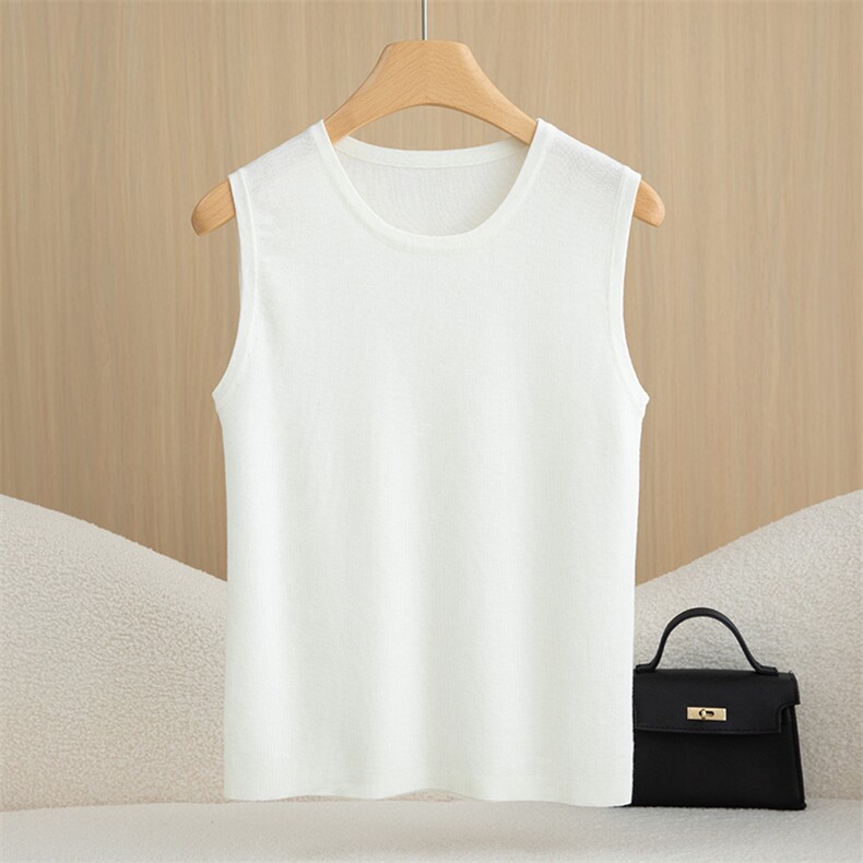 无袖背心女夏季薄款针织打底衫内搭坎肩外穿2024新款，女装背心吊带，斯尔特羊绒