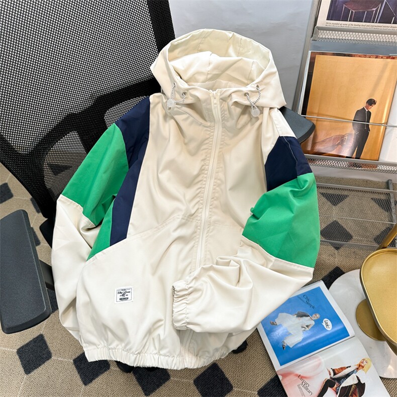 港风秋款男连帽夹克撞色冲锋衣休闲外套JK0123P65,男装夹克,星座1013-1