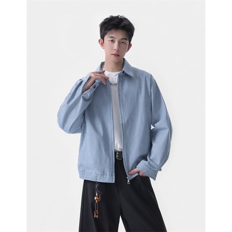 档口图欧若风松弛极简蓝白条纹翻领外套JK401-P70,女装短外套,星座1213