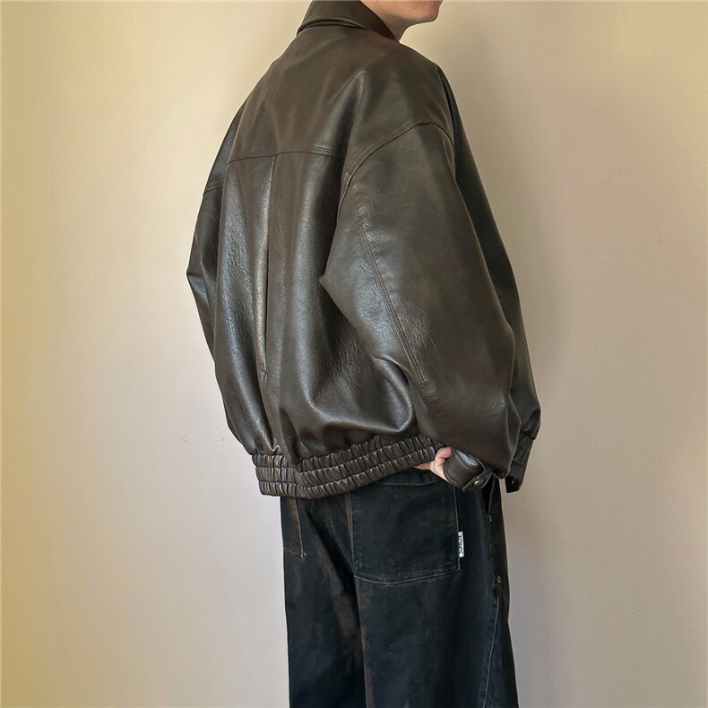 现货皮夹克外套男款潮牌宽松PU皮衣A351-AP2653-P110控178,男装夹克,电商A351