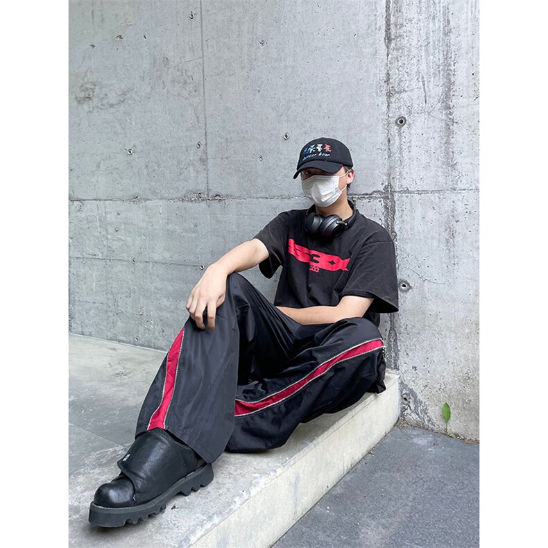 B221美式ins高街小众拼接宽松休闲登山裤冲锋裤LK23110-P65控88,男装休闲裤,电商B221