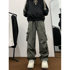2024春款男工装裤大口袋抽绳束脚冲锋裤直筒长裤h874P40，男装休闲裤，星座1013-1