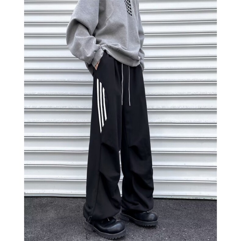 美式三条杠伞兵休闲裤子男秋季宽松冲锋裤直筒休闲裤K2870/P45,男装休闲裤,星座506