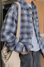 新款20春格子衬衫男士百搭长袖潮流外套休闲男女DT，男装衬衫，电商A102