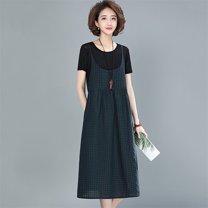 2021年夏季新款连衣裙女中长款韩版休闲套装女两件套装裙子洋气,女装连衣裙,简韵佳