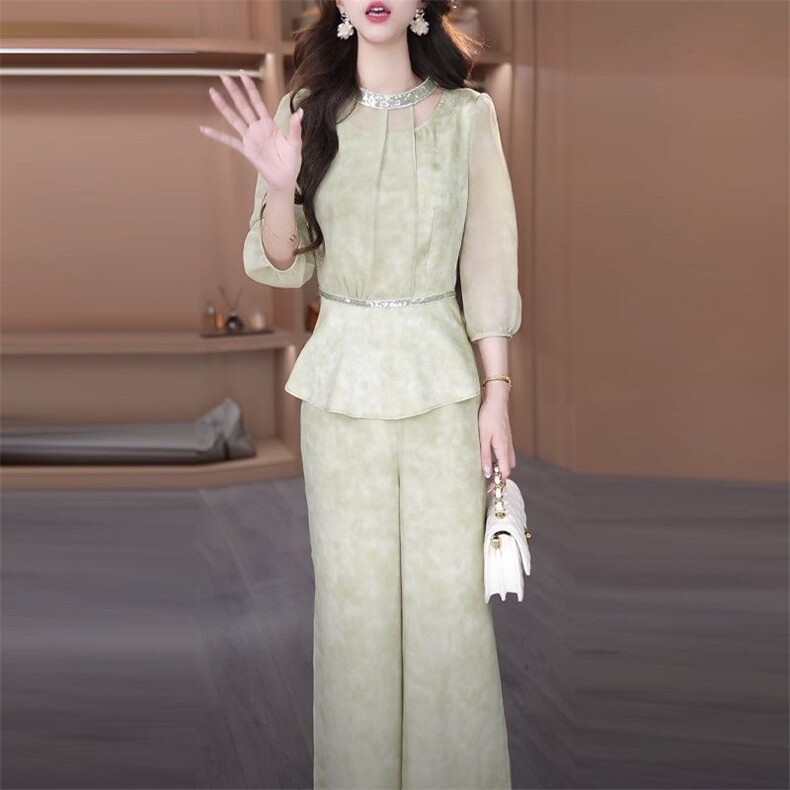 甜甜女装大码中年妈妈优雅气质套装2026年春季新款时尚洋气两件套,女装套装/套裙,超越