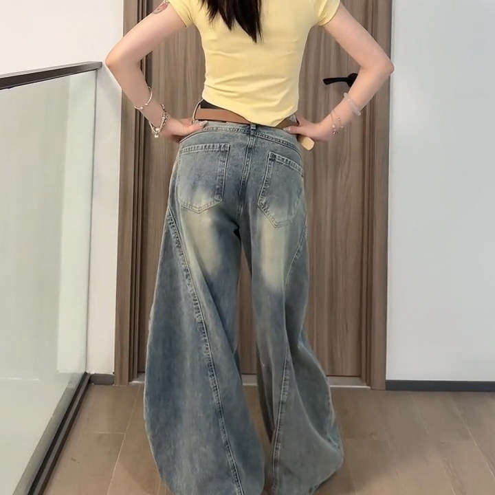 宽松牛仔裤男女同款长裤A47-P50,男装牛仔裤,电商D312