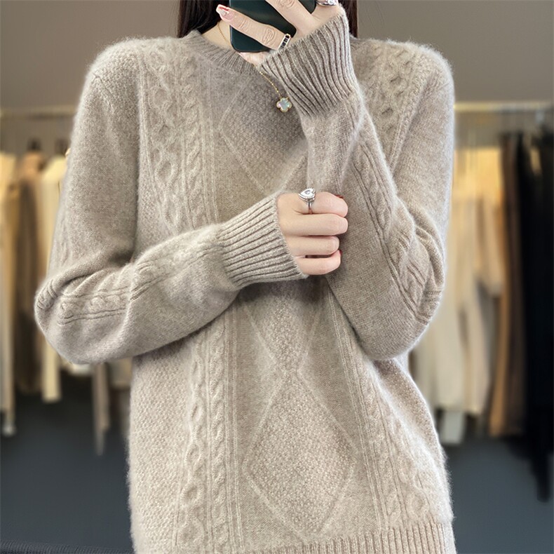女套头2024秋冬新款宽松外穿洋气网红小众设计感羊毛衫打底衫,女装羊毛衫,蒙特羊绒
