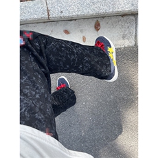 春装高品质扎染刺绣工艺弯刀卫裤男重磅复古垂感休闲运动裤阔腿裤，男装休闲裤，电商A443