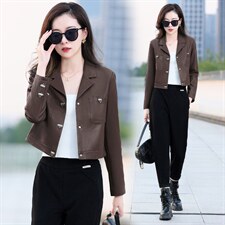 2025年春季新款时尚潮流水洗皮小外套，女装皮衣，臻衣坊