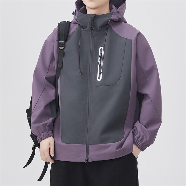 新款硬汉风户外夹克男连帽撞色上衣冲锋衣外套DSA157B-JK7871-P75,男装夹克,电商A157B