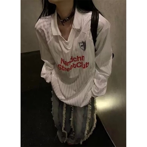春秋长袖t恤女短款高腰纯棉圆领宽松露脐字母印花上衣 TY94图片