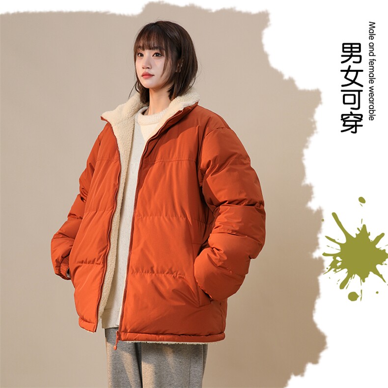双面穿冬季立领羊羔毛绒棉衣男女同款情侣款棉服外套加厚保暖风衣,男装风衣,星座410-6（原星座1304-1）