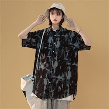 2024夏季新款港风情侣短袖衬衫衬衣A158-CS611-P45控58图片