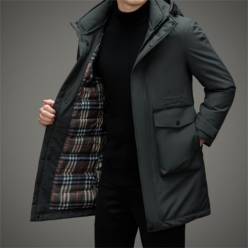 中长款连帽白鸭绒羽绒服男冬季2023年新款加厚保暖中年男装外套,男装羽绒服,电商B212（原钱塘6029）