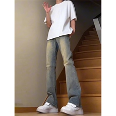 1506-1/G711-10/P46半松紧加绒复古蓝直筒牛仔裤，男装牛仔裤，星座1506A