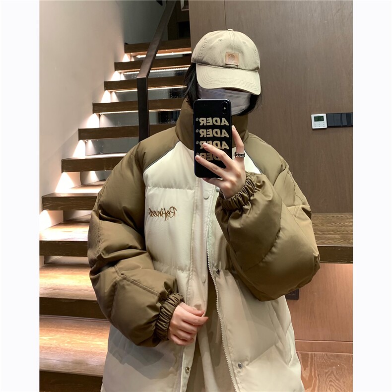EQ356冬季拼接撞色棉服外套男女情侣装面包服棉衣2024新款,男装棉衣,电商C306-1