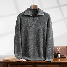 2025年秋季时尚百搭通勤简约休闲半拉链，男装羊绒套衫，曼云男装羊绒