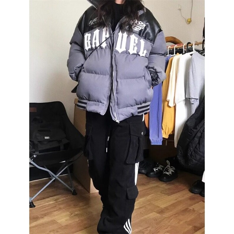[有货]拼接加厚棉衣高街学院风棉服外套MY234特P84,男装棉衣,星座908-1