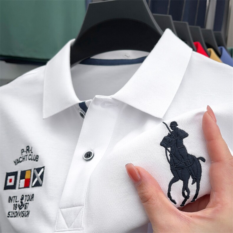 男士短袖T恤保罗polo衫2023夏季新款中年休闲男装半袖翻领体恤衫,男装Polo衫,电商B212（原钱塘6029）