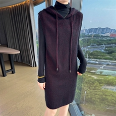 2025秋冬百搭时尚简约连帽马甲抽绳针织衫，女装针织衫/毛衣，冬贝尔貂绒