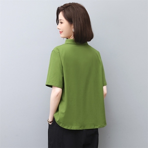 短袖T恤女夏季妈妈装2025年新款时尚休闲洋气翻袖polo衫运动上衣图片