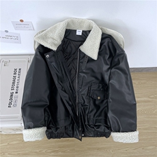 夹棉加厚皮衣外套男女痞帅情侣羊羔毛拼接皮棉服2175P80，男装皮衣，星座410-2