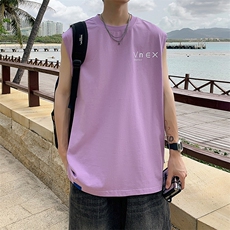 夏季港风t恤男宽松大码纯棉运动背心坎肩潮牌无袖BX007P25，男装背心/马甲，星座1204-3