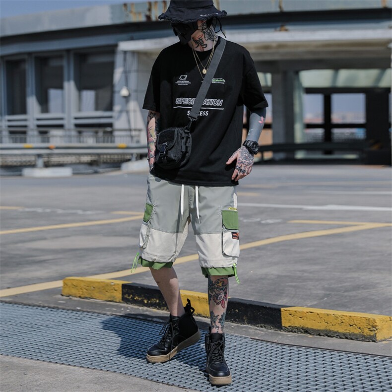 国潮工装短裤男潮牌宽松休闲运动五分裤嘻哈裤A438-C3012,男装休闲裤,电商A438