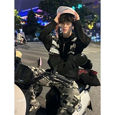 美式高街字母贴布开衫卫衣外套JK0158-P50，女装短外套，星座313A(原308A-2)