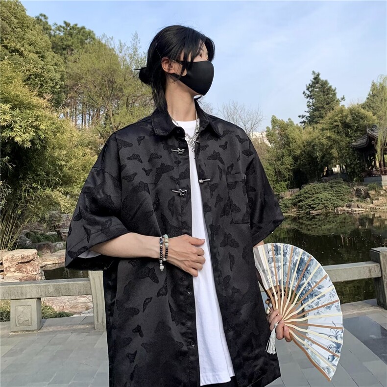 男士风2024新款提花布短袖衬衫W1272P42,男装衬衫,星座1116-2