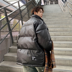 EQ331 冬季立领美式港风亮光覆膜棉衣外套男宽松加厚棉服2024新款图片