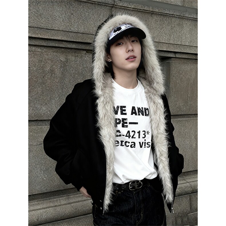 原版帆布面料不掉毛座山雕毛领棉服情侣外套图MY1027-P90,男装棉衣,星座301C-5