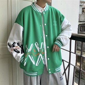 22秋 新款宽松休闲撞色情侣棒球夹克卫衣外套 B266-Y613-P75图片
