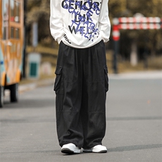 日系街头宽松大口袋阔腿工装裤束脚休闲百搭拖地裤男女BK180-p38，男装休闲裤，星座1008-1