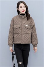 chic菱格棉服女2021年冬季新款棉衣棉袄ins潮韩版宽松短款，女装棉衣/棉服，笃写