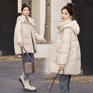 年货节现货羽绒服女2023年冬季新款女装时尚休闲加厚中长款外套图片