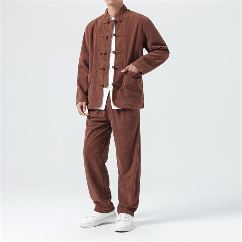 男士外套灯芯绒夹克套装盘扣立领风XZ1512-2501套装-P110,男装休闲套装,星座1512