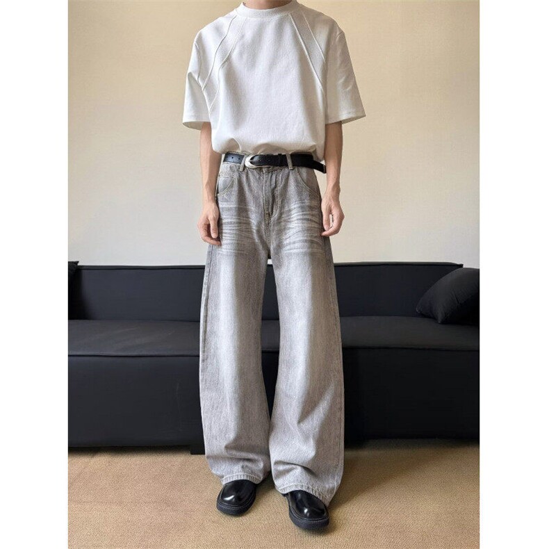 韩版休闲裤子直筒宽松西裤男夏坠感小脚九分裤修身潮流RK2998-P47,男装西裤,星座412-2