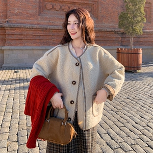 冬装  新款   毛呢 拼格纹 皮毛一体 小香风外套 -p185-k288图片