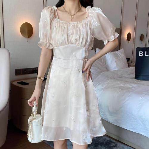 新款仿丝锻连衣裙，女装连衣裙，莎咔