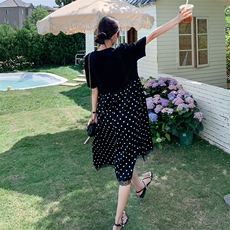 气质减龄穿搭波点背带裙女夏2025年新款宽松连衣裙长裙假，女装连衣裙，2C129
